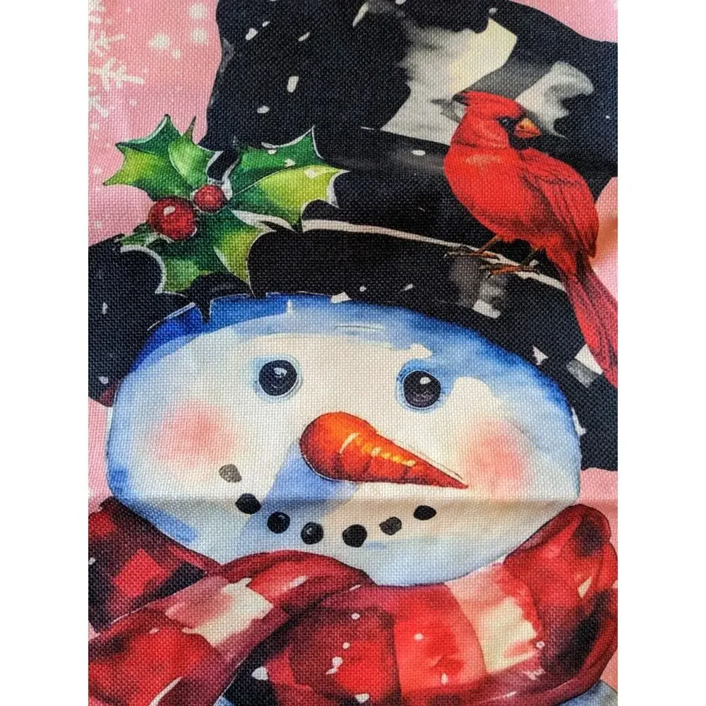 Set of Two Red Cardinal Christmas Pillow Covers Snowman Let It Snow Snowflake